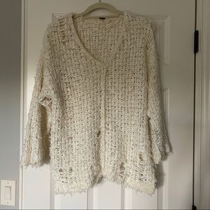 free people boho tattered chenille sweater
